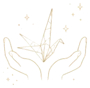 両手に折り鶴のイラスト